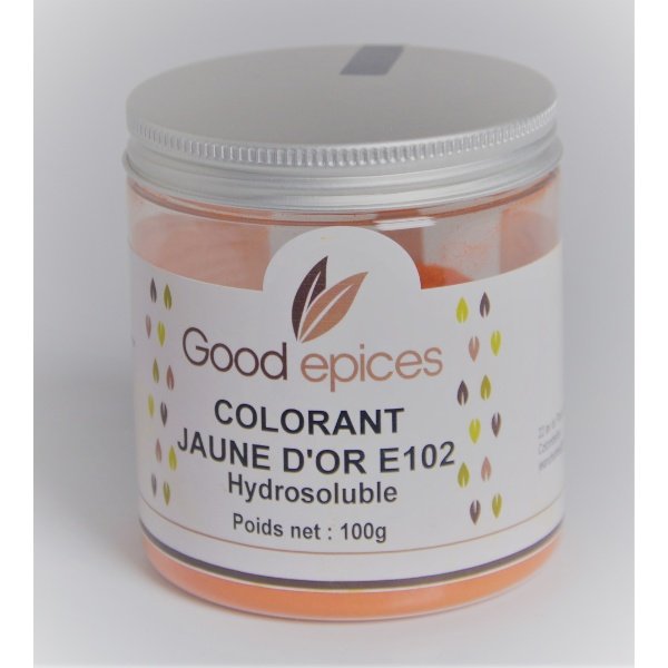 Colorant alimentaire jaune d'or E102 hydrosoluble 100gr (Préco)