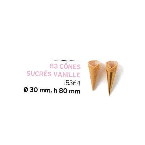 LA ROSE NOIRE VALRHONA Cônes vanille 6 tiges sucrés carton de 83 pièces