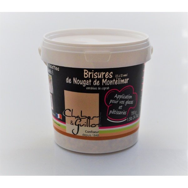 Good'épices B Brisures de nougat de Montélimar 3à10mm enrobées de coprah pot de 700gr