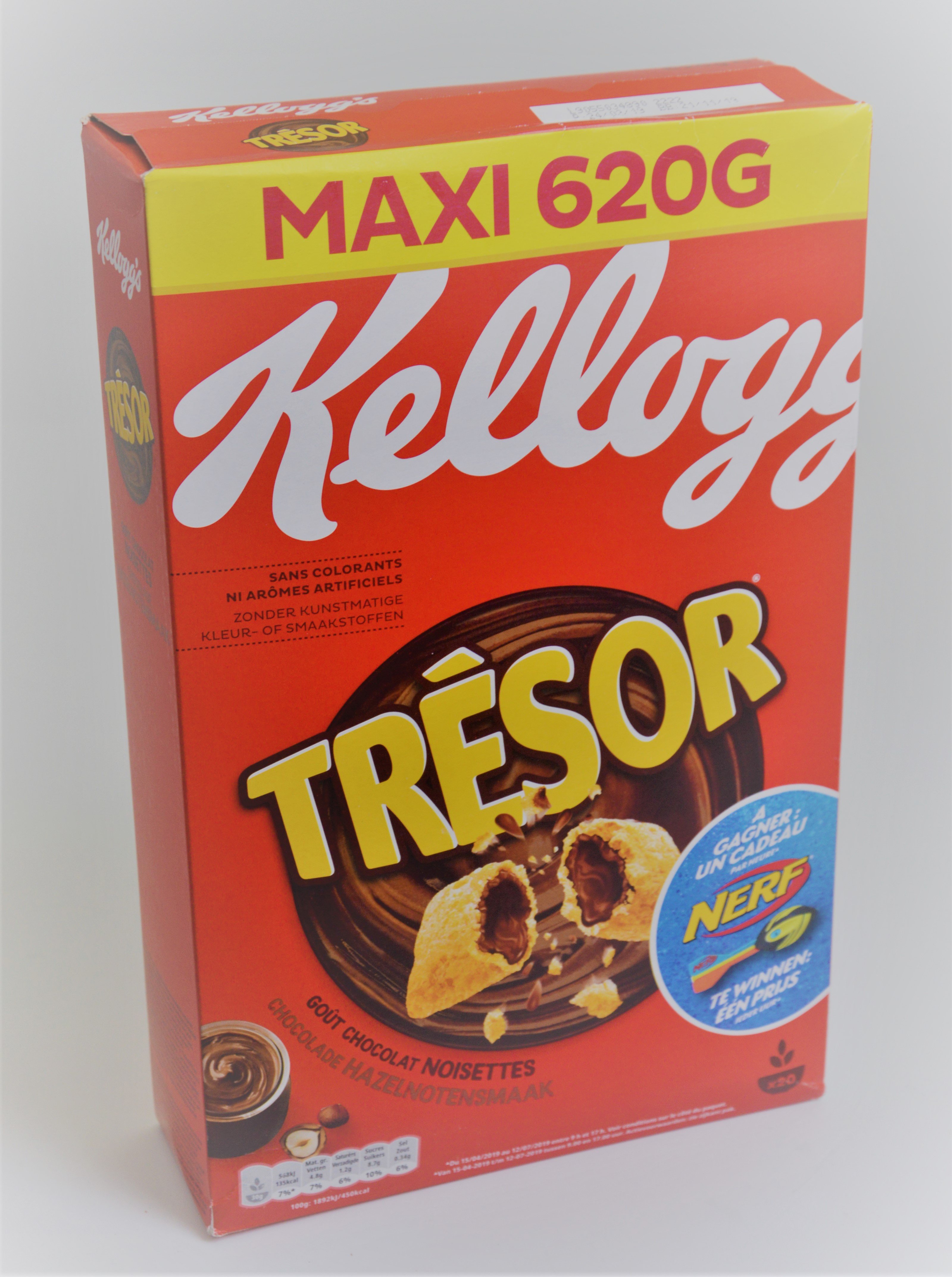 KELLOGG'S Trésor Céréales fourrées chocolat au lait 620g pas cher